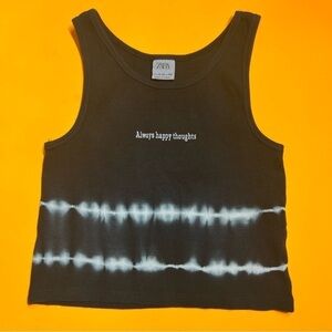 Zara XS (junior 152) Cotton Tie Dye Crop Top Tank Top